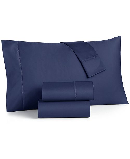 alfani Charter Club Solid 550 Thread Count 100% Cotton 4-Pc. Sheet Set Queen Exclusively at Macy’s Bed & Bath