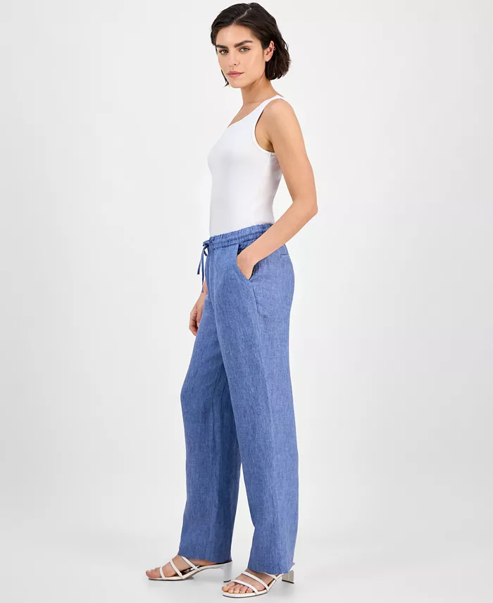 Alfani Charter Club Women's 100% Linen Drawstring Pants Created For Macy's Women's Fashion Shoes & Accessories
