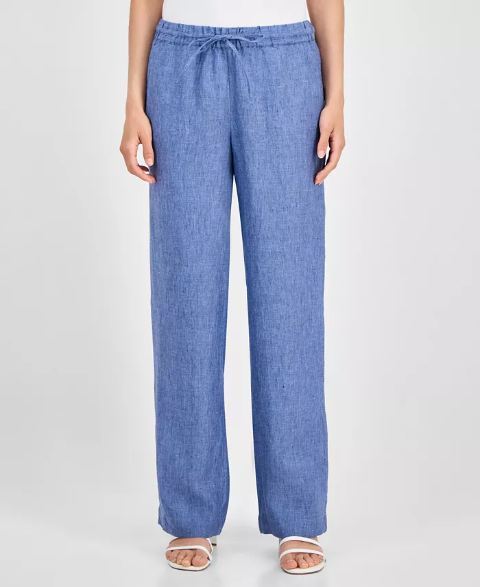 Alfani Charter Club Women's 100% Linen Drawstring Pants Created For Macy's Women's Fashion Shoes & Accessories