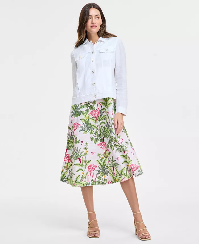 Alfani Charter Club Women's 100% Linen Jacket Created For Macy's Women's Fashion Shoes & Accessories