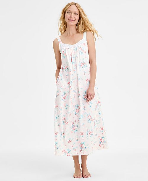 alfani Charter Club Women's Cotton Eyelet Tank Nightgown Exclusively at Macy's Women's Fashion Shoes & Accessories