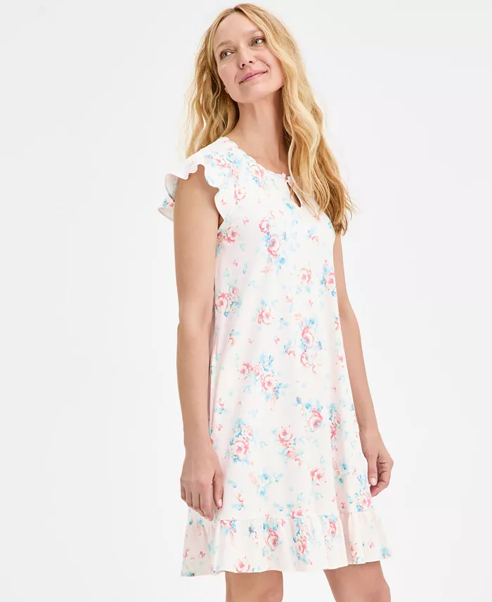 Alfani Charter Club Women's Cotton Flutter-Sleeve Chemise Exclusively At Macy's Women's Fashion Shoes & Accessories