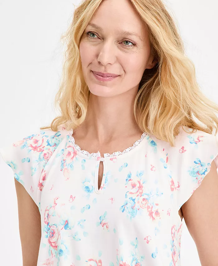 Alfani Charter Club Women's Cotton Flutter-Sleeve Chemise Exclusively At Macy's Women's Fashion Shoes & Accessories