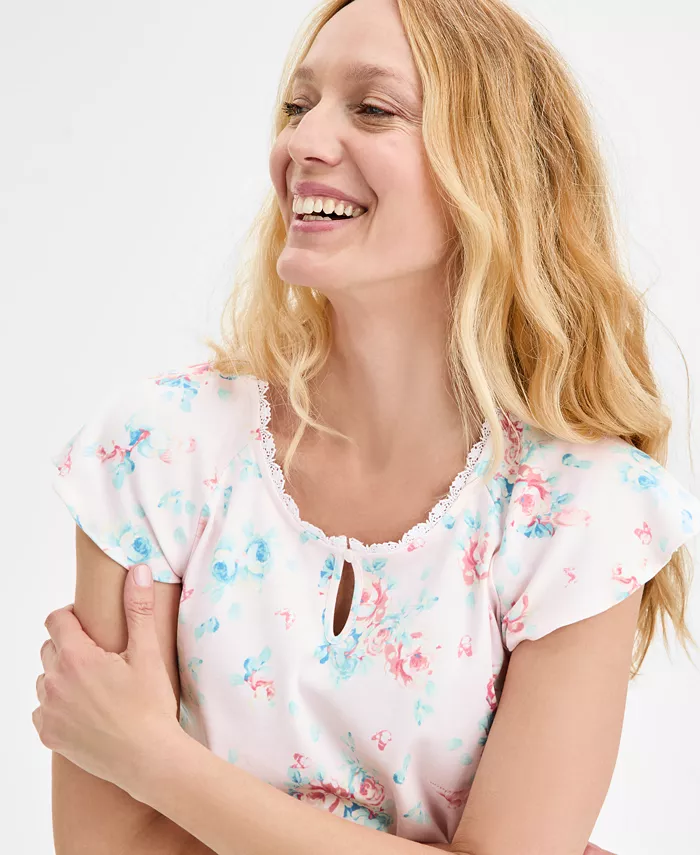 Alfani Charter Club Women's Cotton Flutter-Sleeve Pajama Set Exclusively At Macy's Women's Fashion Shoes & Accessories