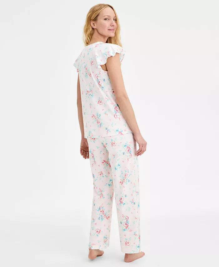 Alfani Charter Club Women's Cotton Flutter-Sleeve Pajama Set Exclusively At Macy's Women's Fashion Shoes & Accessories