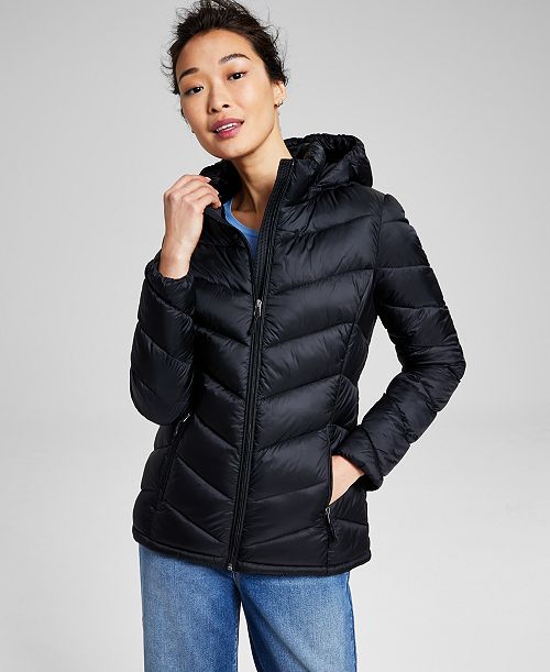 alfani Charter Club Women's Packable Hooded Puffer Coat Created for Macy's Women's Fashion Shoes & Accessories