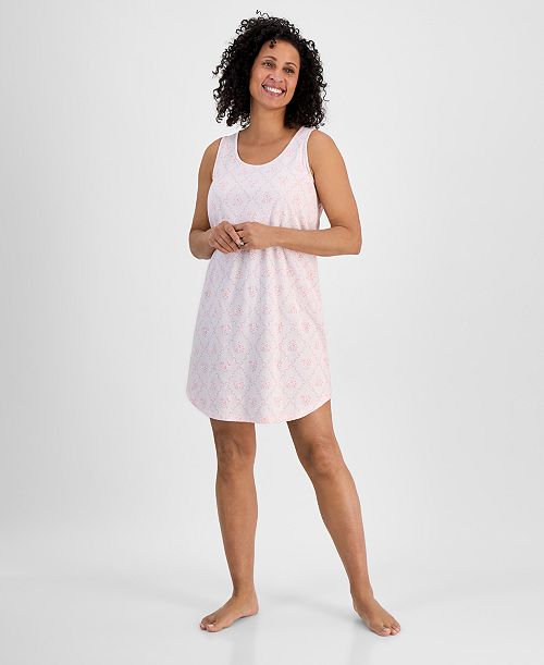alfani Charter Club Women's Printed Jersey Tank Sleepshirt Exclusively at Macy's Women's Fashion Shoes & Accessories