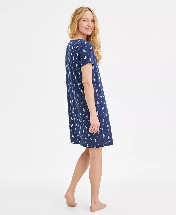 Alfani Charter Club Women's Printed Short-Sleeve Sleepshirt Exclusively At Macy's Women's Fashion Shoes & Accessories