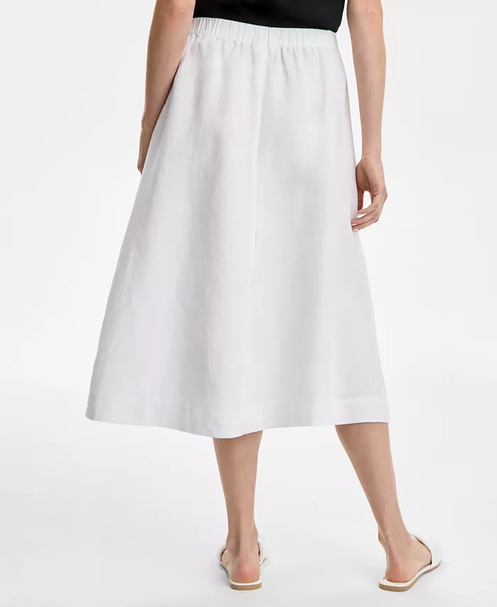 Alfani Charter Club Women's Pull-On 100% Linen Midi Skirt Exclusively At Macy's Women's Fashion Shoes & Accessories