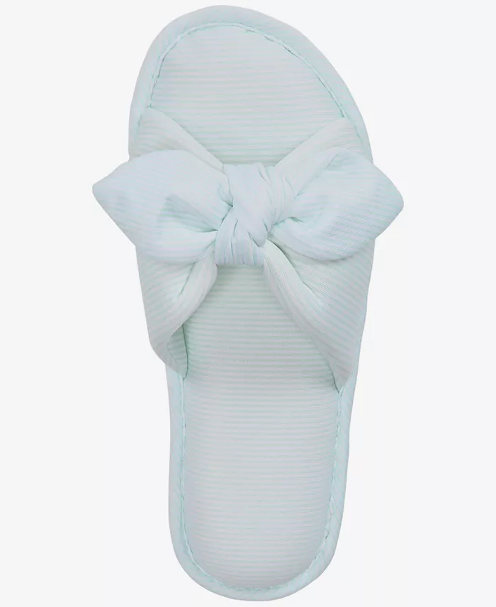 Alfani Charter Club Women's Striped Bow Slide Slippers Exclusively At Macy's Women's Fashion Shoes & Accessories