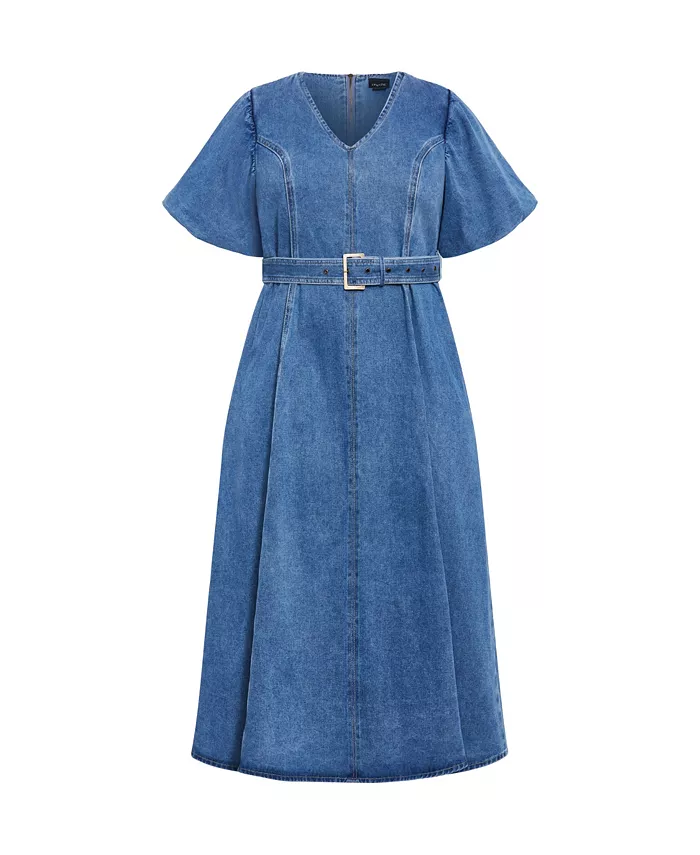Alfani CITY CHIC Plus Size Denim Delilah Midi Dress Women's Fashion Shoes & Accessories