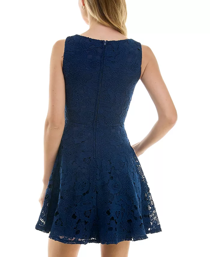 Alfani City Studios Juniors' Lace Square-Neck Skater Dress Juniors'