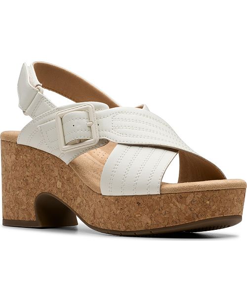 alfani Clarks Collection Nerisa West Buckle Wedge Sandals Women's Fashion Shoes & Accessories