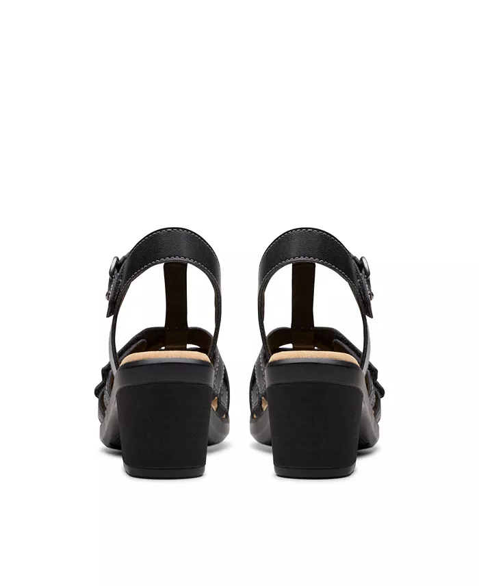 Alfani Clarks Emily2 Rose Leather Block Heel Sandals Women's Fashion Shoes & Accessories