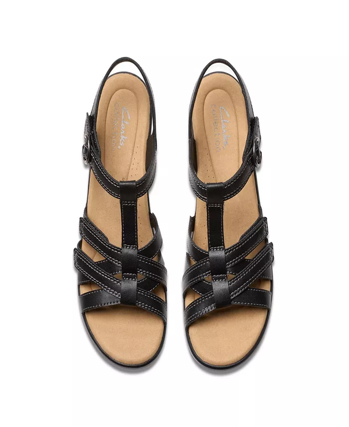 Alfani Clarks Emily2 Rose Leather Block Heel Sandals Women's Fashion Shoes & Accessories