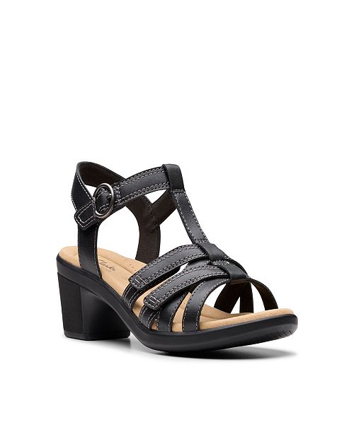 alfani Clarks Emily2 Rose Leather Block Heel Sandals Women's Fashion Shoes & Accessories