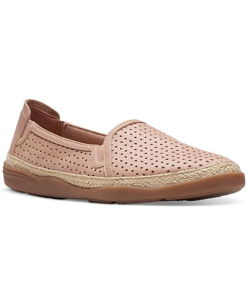 alfani Clarks Slip-On Espadrille Leather Flats Women's Fashion Shoes & Accessories