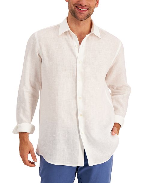 alfani Club Room Men's 100% Linen Shirt Created for Macy's Men's Fashion & Accessories