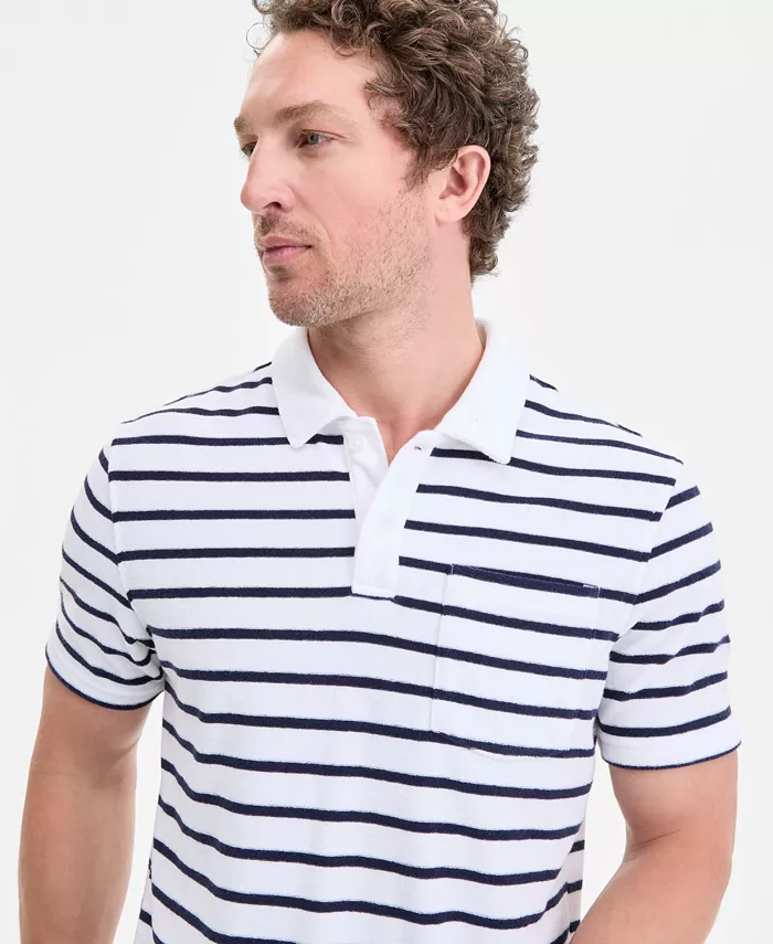 Alfani Club Room Men's Bengal Striped Terry Cloth Short-Sleeve Polo Shirt Exclusively At Macy's Men's Fashion & Accessories