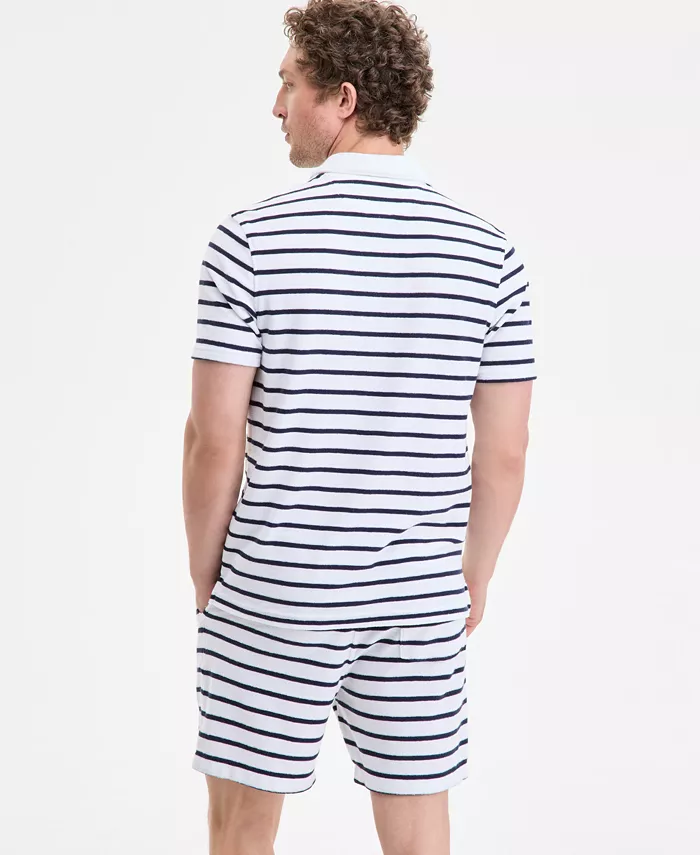 Alfani Club Room Men's Bengal Striped Terry Cloth Short-Sleeve Polo Shirt Exclusively At Macy's Men's Fashion & Accessories