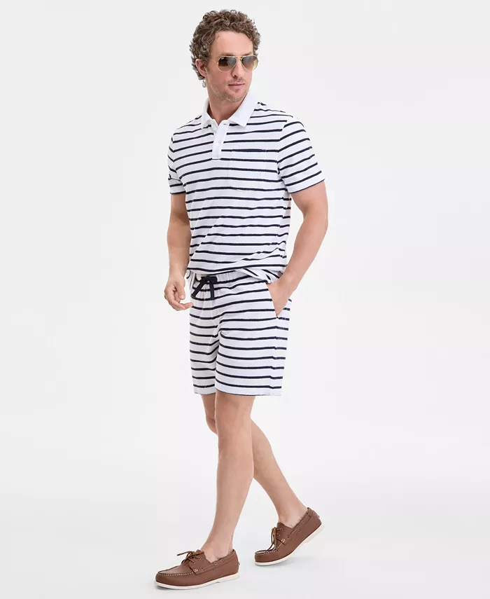 Alfani Club Room Men's Bengal Striped Terry Cloth Short-Sleeve Polo Shirt Exclusively At Macy's Men's Fashion & Accessories