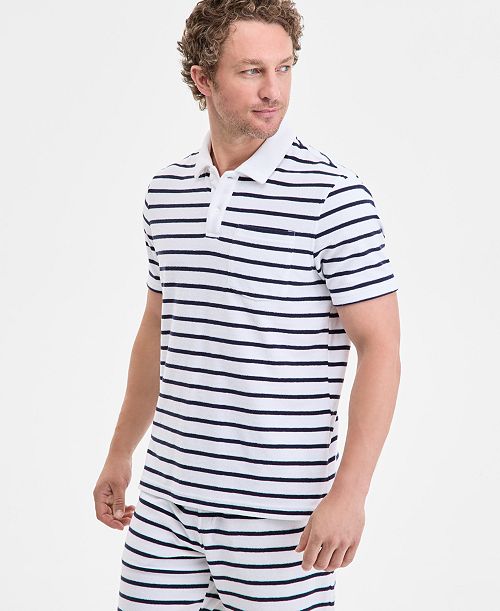 alfani Club Room Men's Bengal Striped Terry Cloth Short-Sleeve Polo Shirt Exclusively at Macy's Men's Fashion & Accessories
