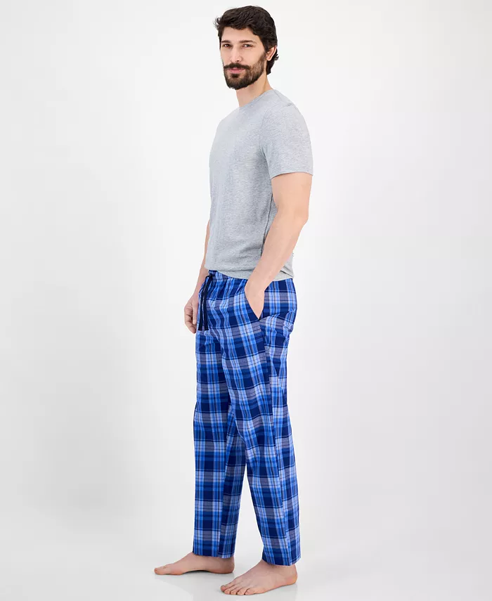 Alfani Club Room Men's Berry Plaid Pajama Set Exclusively At Macy's Men's Fashion & Accessories