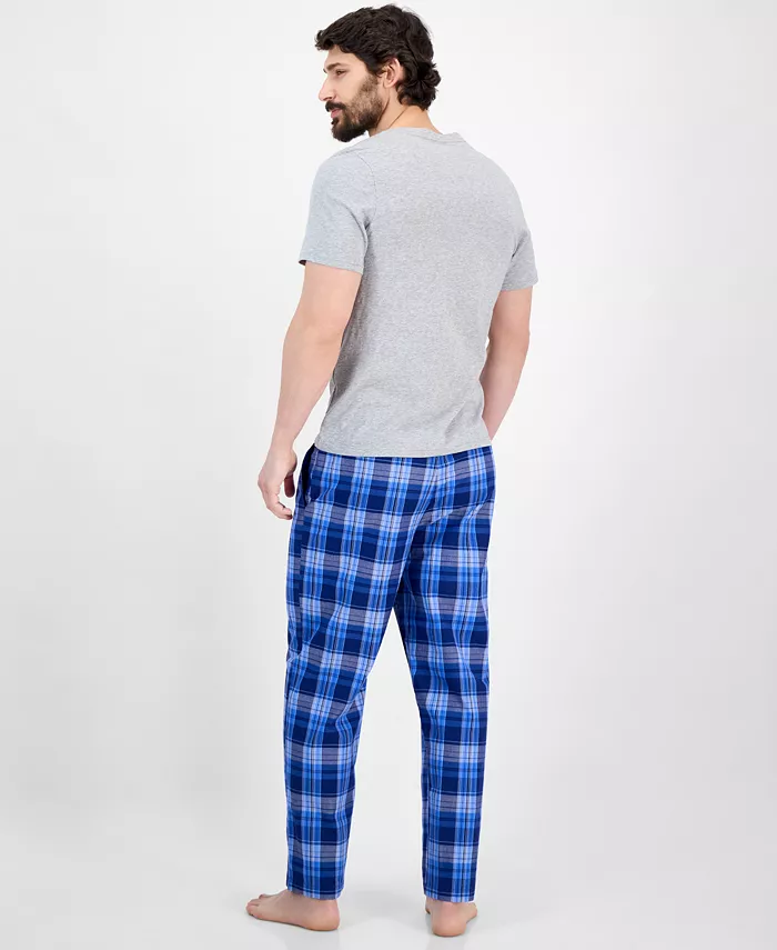 Alfani Club Room Men's Berry Plaid Pajama Set Exclusively At Macy's Men's Fashion & Accessories