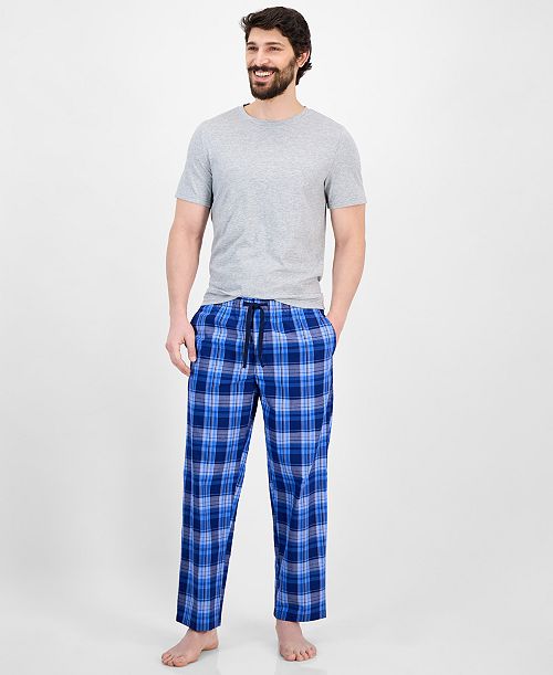 alfani Club Room Men's Berry Plaid Pajama Set Exclusively at Macy's Men's Fashion & Accessories
