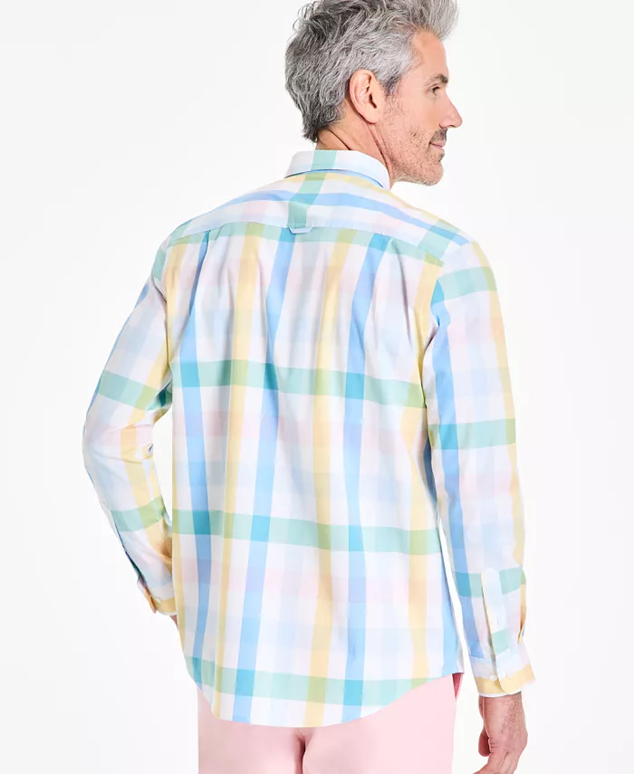 Alfani Club Room Men's Brook Regular-Fit Stretch Plaid Button-Down Poplin Shirt Exclusively At Macy's Men's Fashion & Accessories