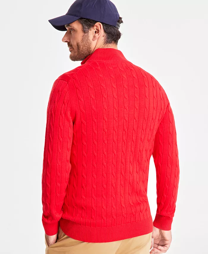 Alfani Club Room Men's Cable Knit Quarter-Zip Cotton Sweater Created For Macy's Men's Fashion & Accessories