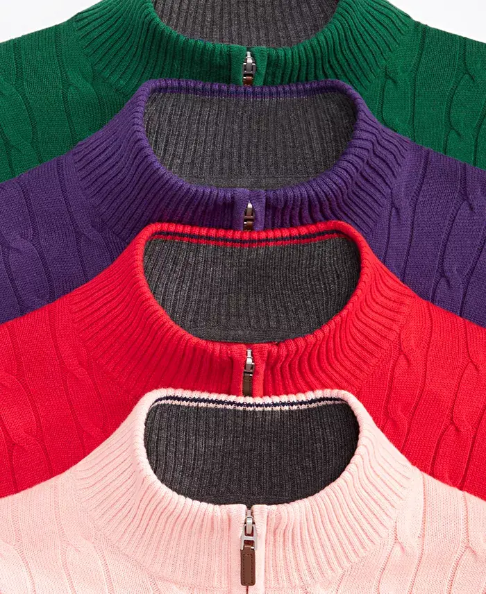 Alfani Club Room Men's Cable Knit Quarter-Zip Cotton Sweater Created For Macy's Men's Fashion & Accessories