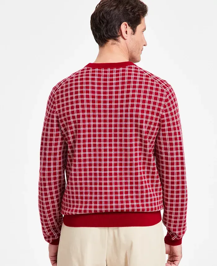 Alfani Club Room Men's Clean Check Merino Sweater Created For Macy's Men's Fashion & Accessories