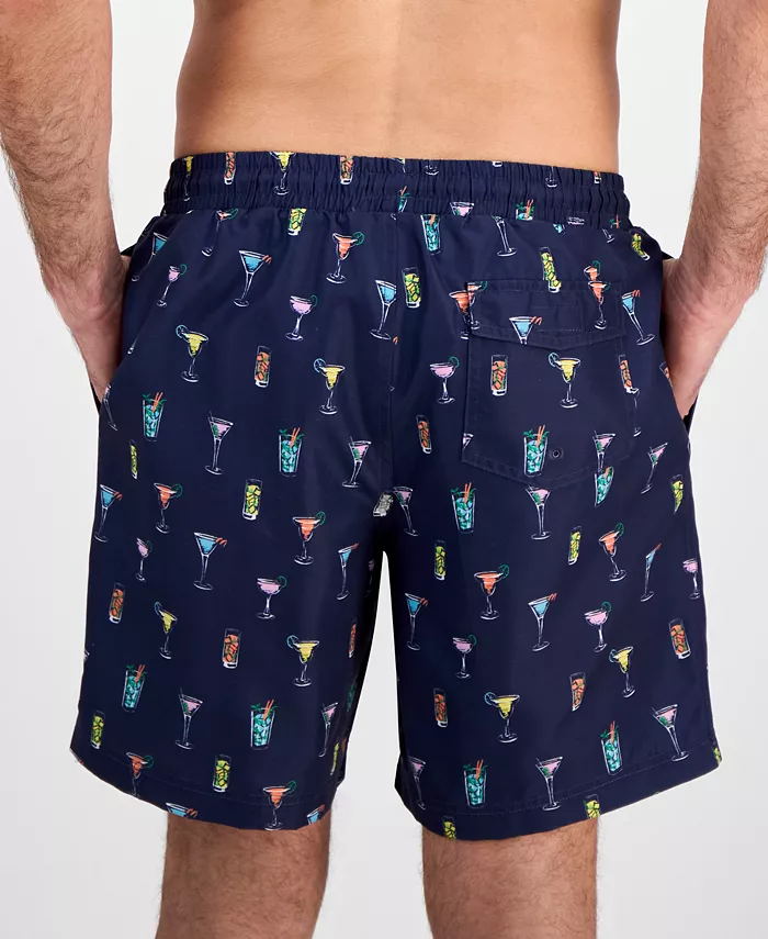 Alfani Club Room Men's Cocktail-Print Swim Trunks Exclusively At Macy's Men's Fashion & Accessories