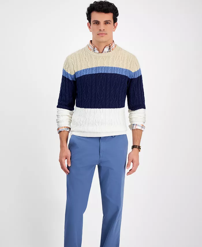 Alfani Club Room Men's Colorblocked Cable Sweater Created For Macy's Men's Fashion & Accessories