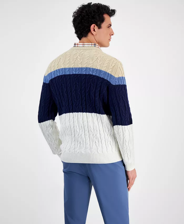 Alfani Club Room Men's Colorblocked Cable Sweater Created For Macy's Men's Fashion & Accessories