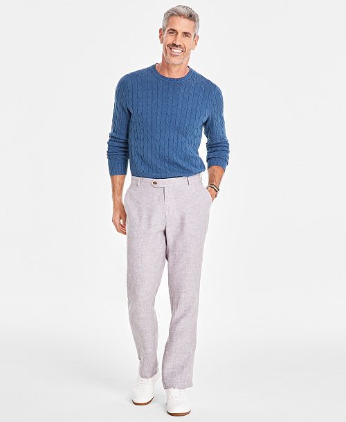 alfani Club Room Men's Linen Cross-Dye Pants Created for Macy's Men's Fashion & Accessories