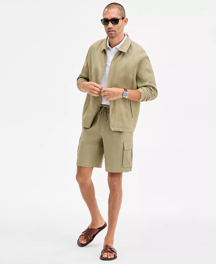 Alfani Club Room Men's Linen Zip-Front Bomber Jacket Exclusively At Macy's Men's Fashion & Accessories