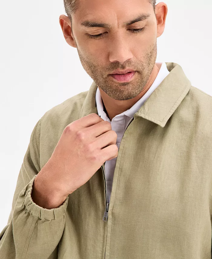 Alfani Club Room Men's Linen Zip-Front Bomber Jacket Exclusively At Macy's Men's Fashion & Accessories