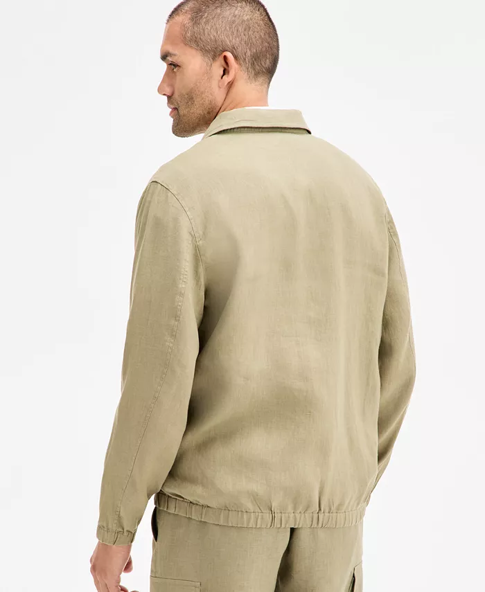 Alfani Club Room Men's Linen Zip-Front Bomber Jacket Exclusively At Macy's Men's Fashion & Accessories