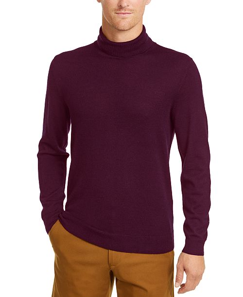 alfani Club Room Men's Merino Wool Blend Turtleneck Sweater Created for Macy's Men's Fashion & Accessories