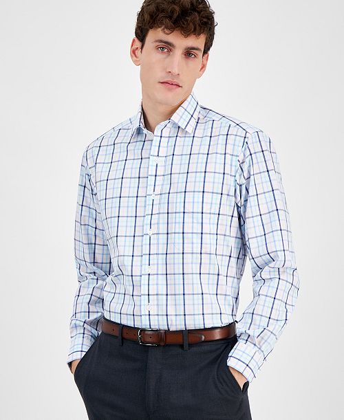 alfani Club Room Men's Plaid Dress Shirt Exclusively at Macy's Men's Fashion & Accessories