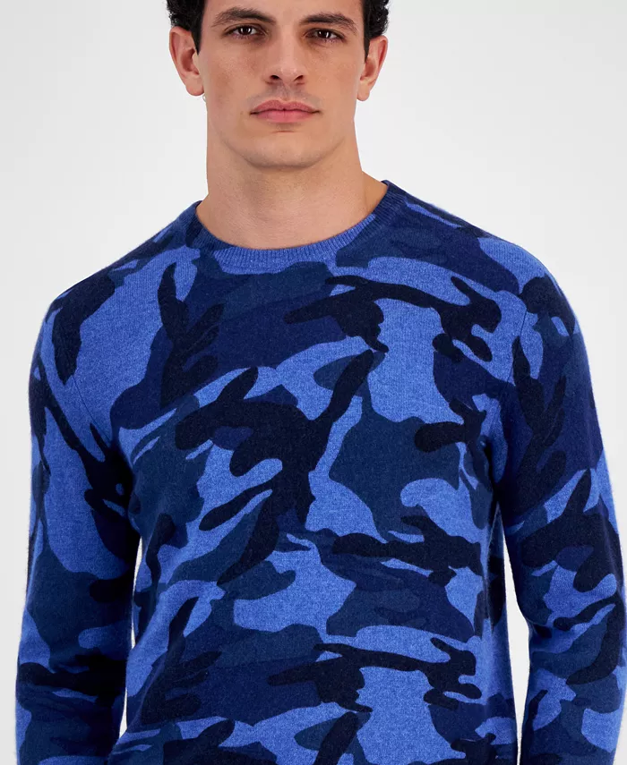 Alfani Club Room Men's Printed Camo Cashmere Sweater Created For Macy's Men's Fashion & Accessories