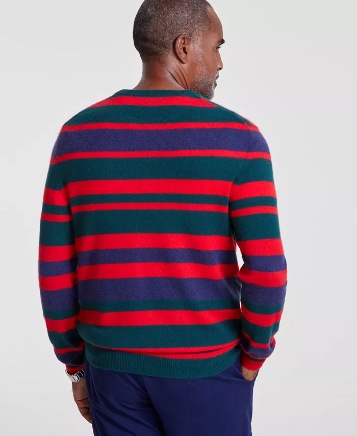 Alfani Club Room Men's Printed Stripe Cashmere Crewneck Sweater Created For Macy's Men's Fashion & Accessories