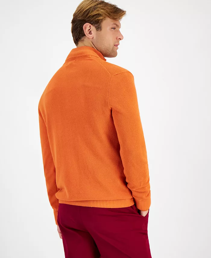 Alfani Club Room Men's Quarter-Zip Textured Cotton Sweater Created For Macy's Men's Fashion & Accessories