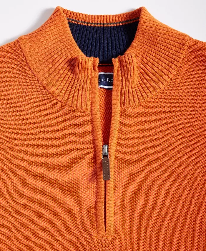 Alfani Club Room Men's Quarter-Zip Textured Cotton Sweater Created For Macy's Men's Fashion & Accessories