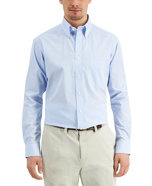 alfani Club Room Men's Regular Fit Mini Gingham Dress Shirt Created for Macy's Men's Fashion & Accessories