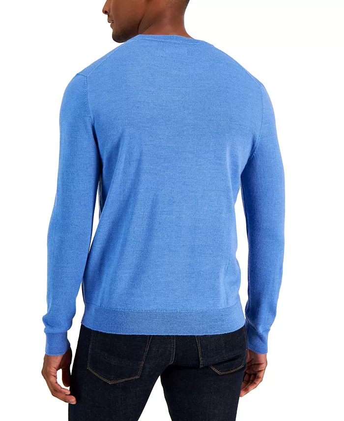 Alfani Club Room Men's Solid Crew Neck Merino Wool Blend Sweater Created For Macy's Men's Fashion & Accessories