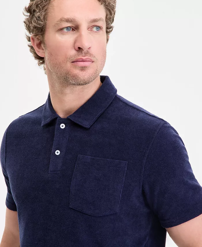 Alfani Club Room Men's Solid Terry Cloth Short-Sleeve Polo Shirt Exclusively At Macy's Men's Fashion & Accessories