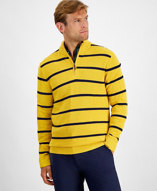 alfani Club Room Men's Stripe Quarter-Zip Sweater Created for Macy's Men's Fashion & Accessories